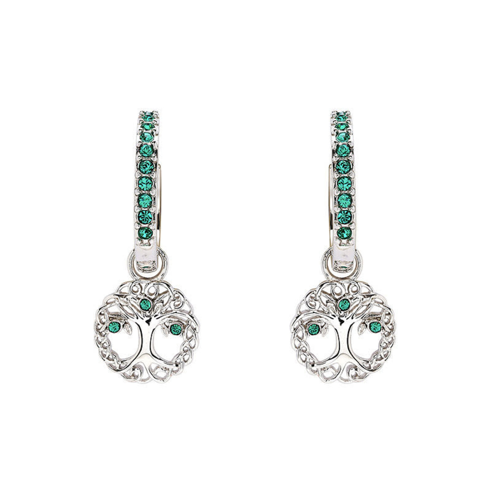 EARRINGS SHANORE STERLING CRYSTAL TREE of LIFE DROP EARRINGS