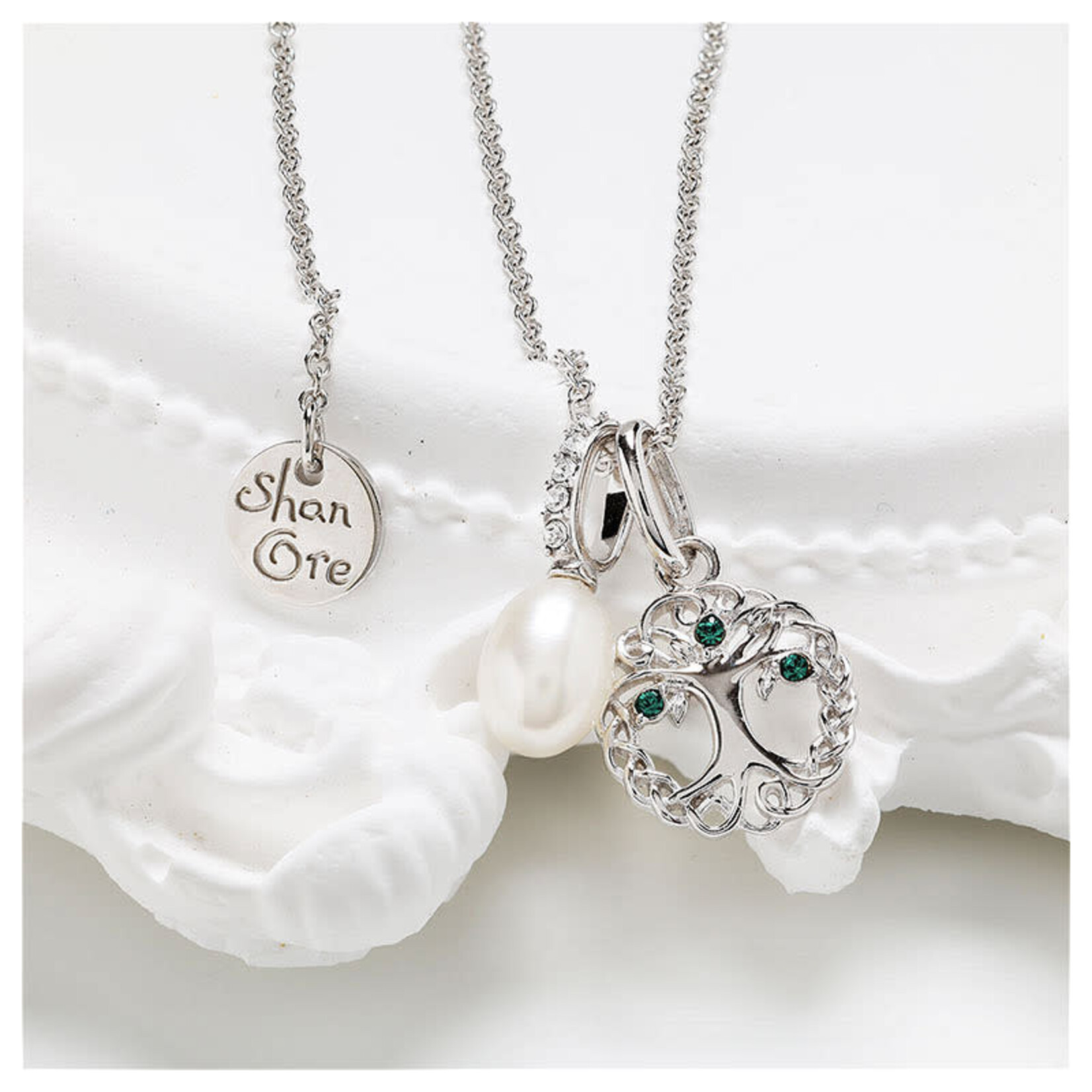 PENDANTS & NECKLACES SHANORE STERLING CRYSTAL TREE of LIFE NECKLACE w PEARL