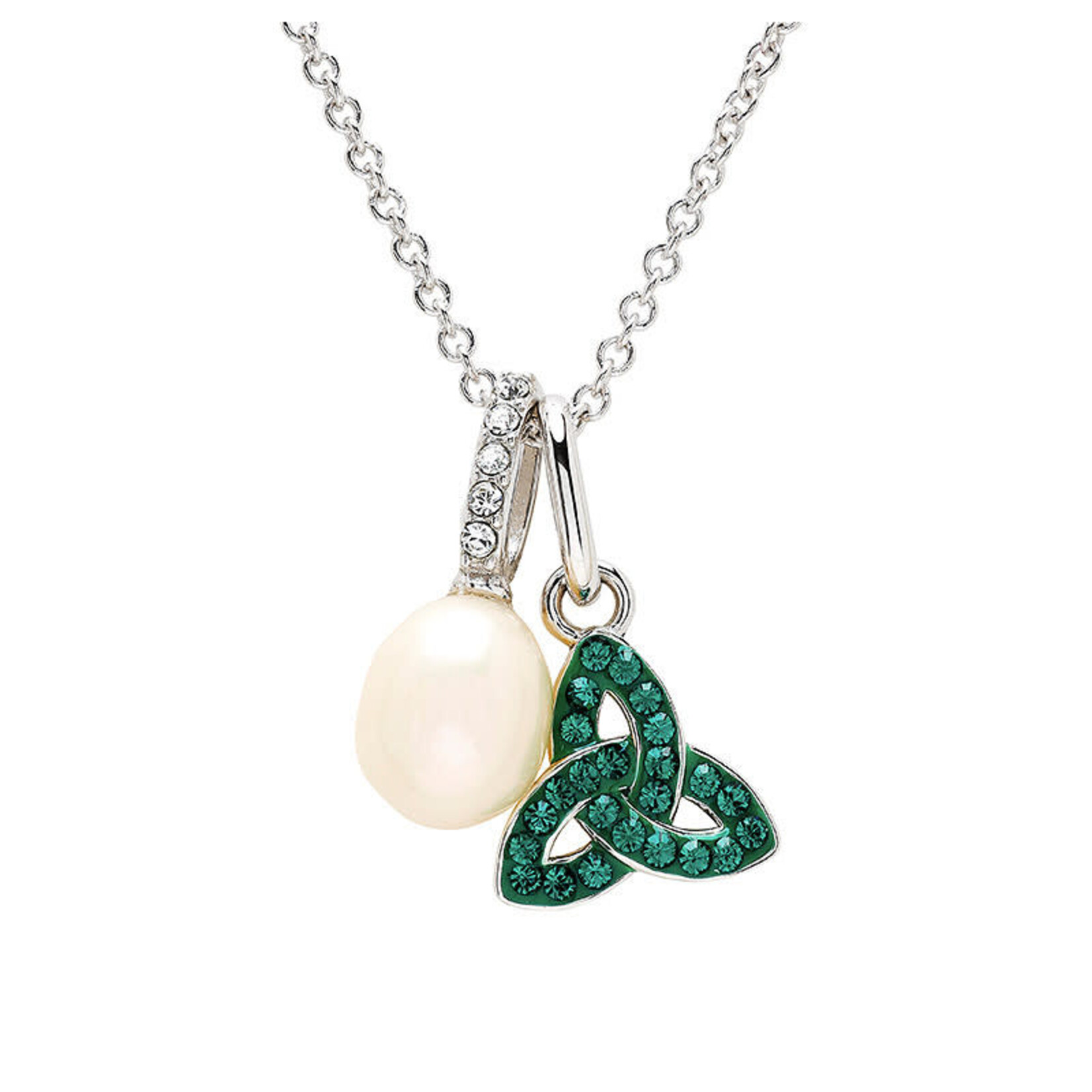 PENDANTS & NECKLACES SHANORE STERLING CRYSTAL TRINITY NECKLACE w PEARL
