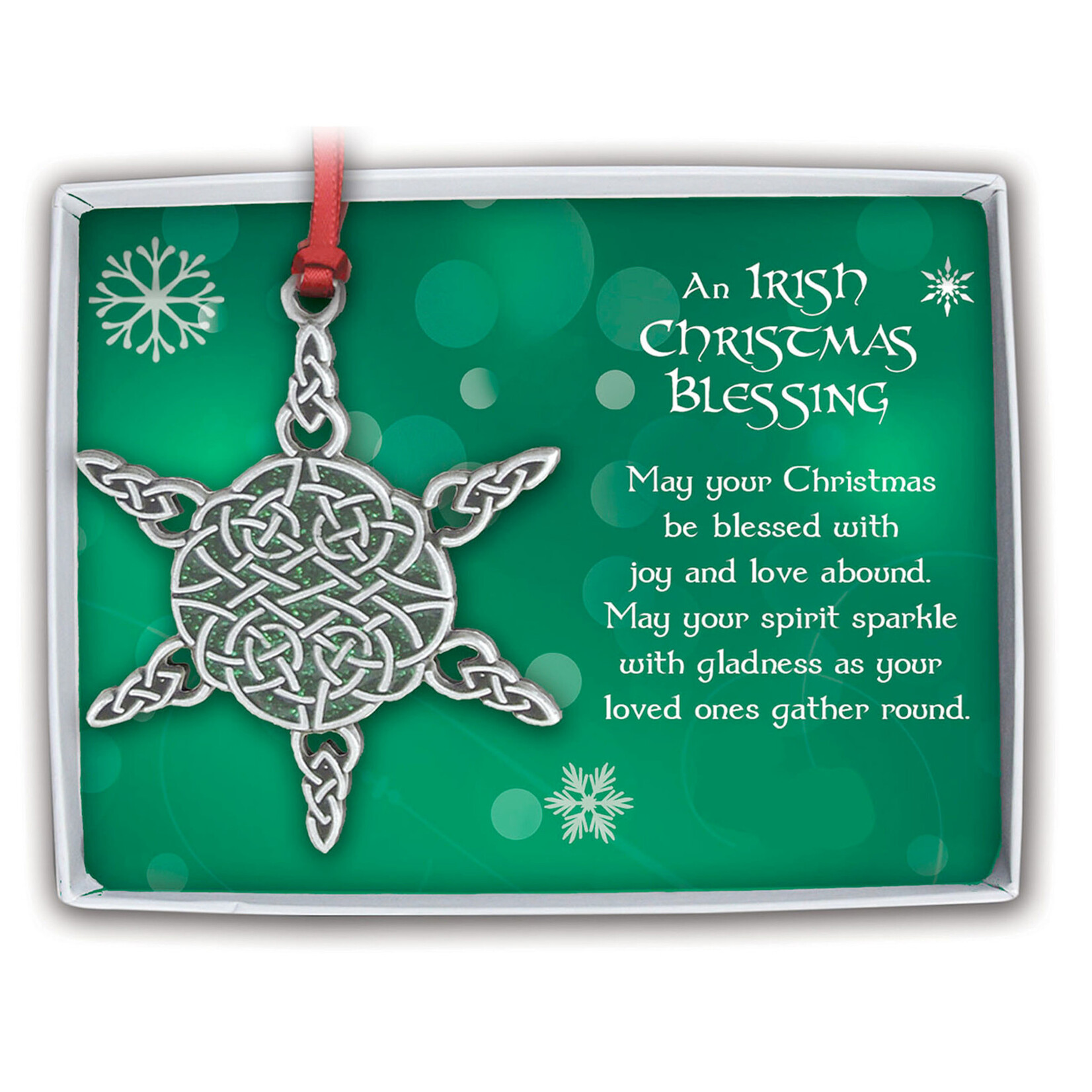 ORNAMENTS BOXED CELTIC SNOWFLAKE ORNAMENT w/BLESSING