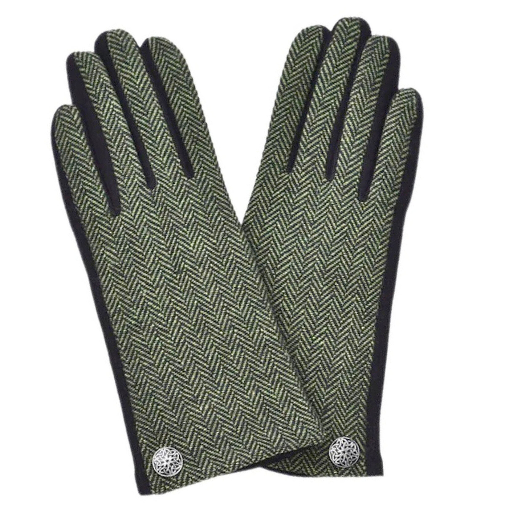 ACCESSORIES LADIES CELTIC BUTTON GLOVES HERRI - Grn/Blk