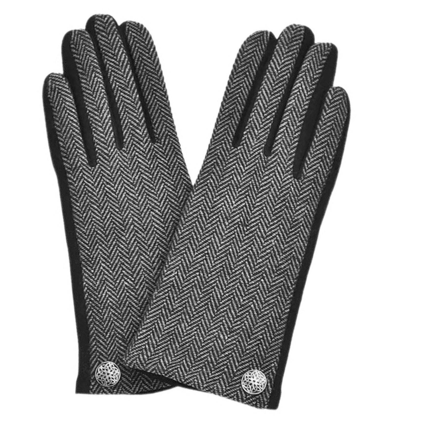ACCESSORIES LADIES CELTIC BUTTON GLOVES HERRI - Blk/Wht