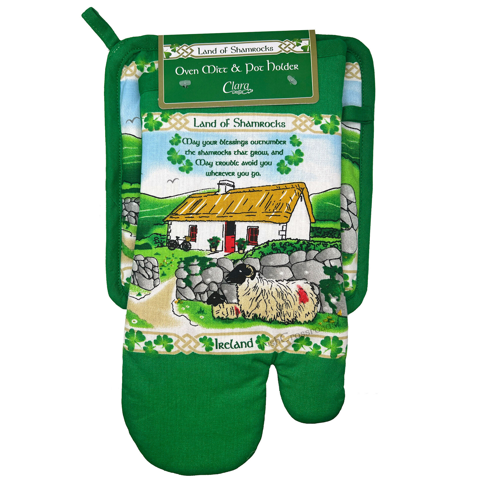 KITCHEN & ACCESSORIES CELTIC CLARA OVEN MIT & POT HOLDER - LAND of SHAMROCKS
