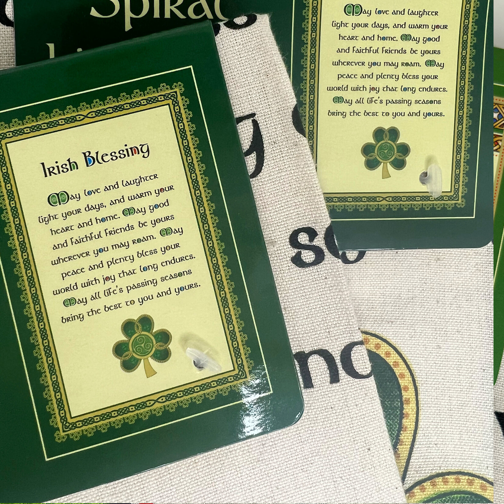 TEAPOTS, MUGS & ACCESSORIES CELTIC CLARA TEA TOWEL (2) - SHAMROCK SPIRAL BLESSING