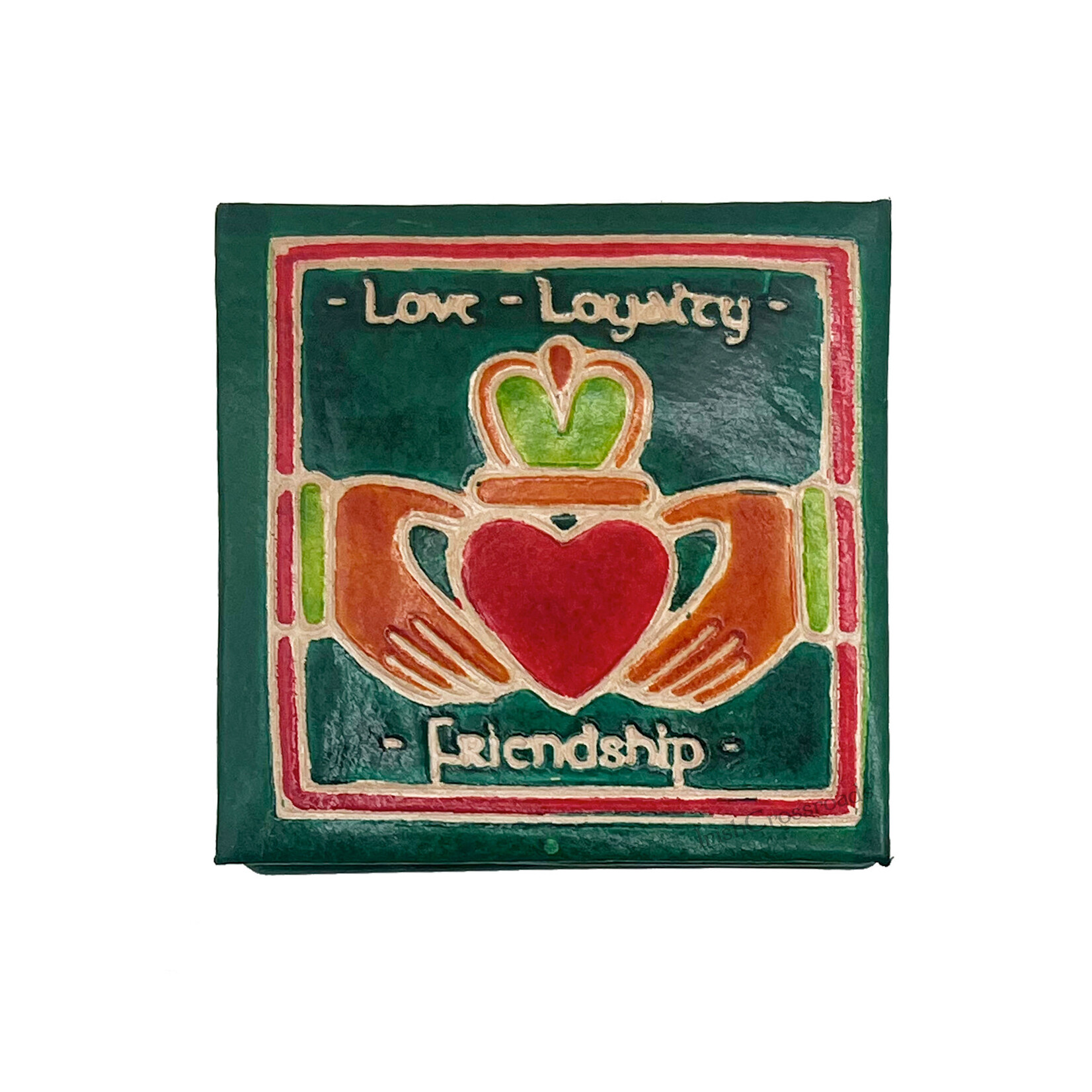 SMALL NOVELTY IRISH GIFTS SQUARE LEATHER PURSE - Claddagh
