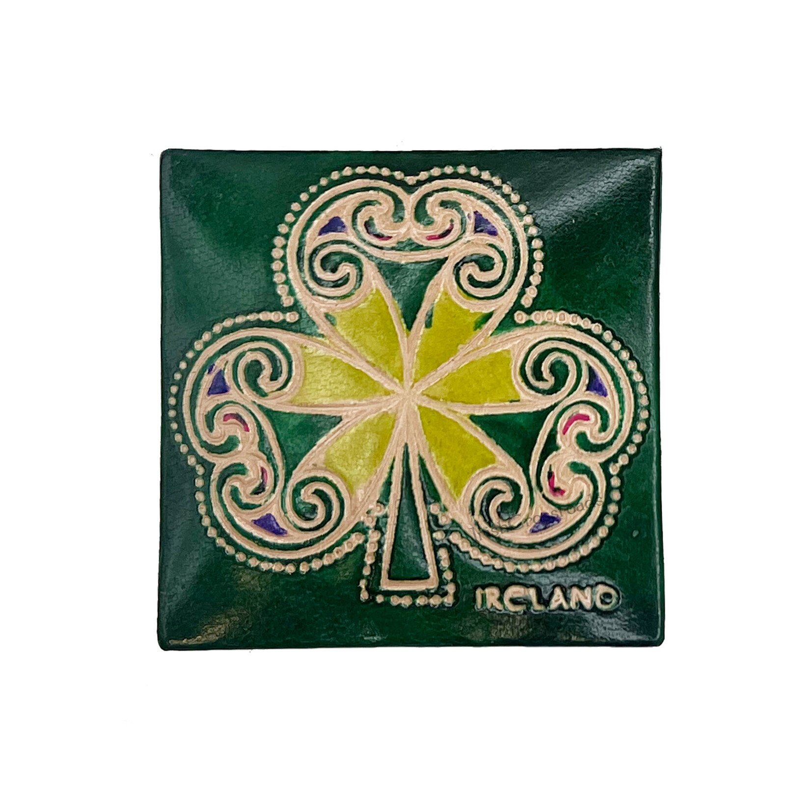 SMALL NOVELTY IRISH GIFTS SQUARE LEATHER PURSE - Shamrock