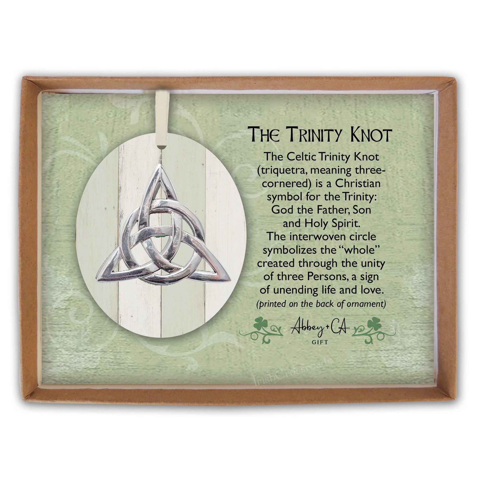 BOXED TRINITY ORNAMENT w/ CREAM RIBBON - Irish Crossroads
