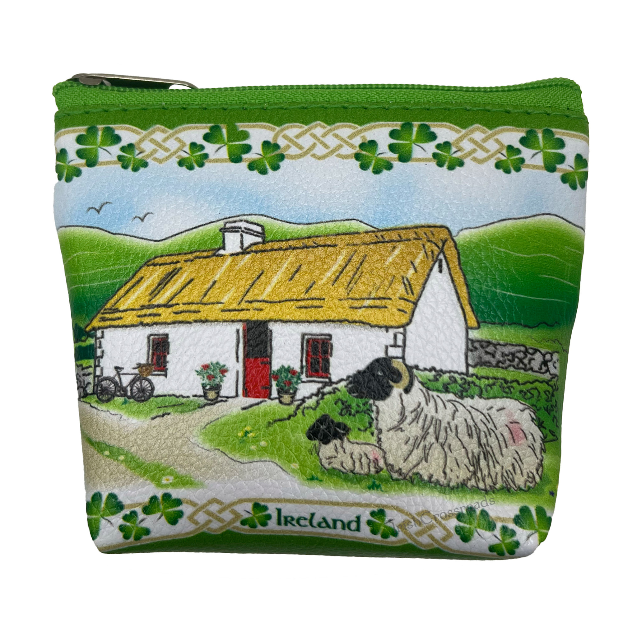 ZIP COIN PURSE - Land of Shamrocks - Irish Crossroads