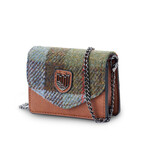 ACCESSORIES ISLANDER CARD CASE w HARRIS TWEED Chestnut & Blue Tartan