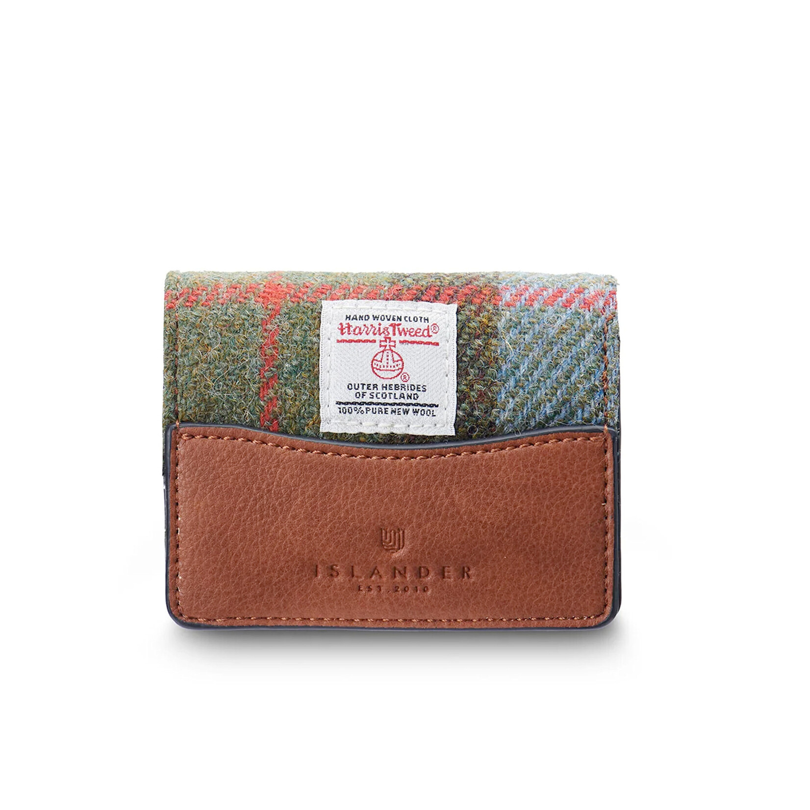 ACCESSORIES ISLANDER CARD CASE w HARRIS TWEED Chestnut & Blue Tartan