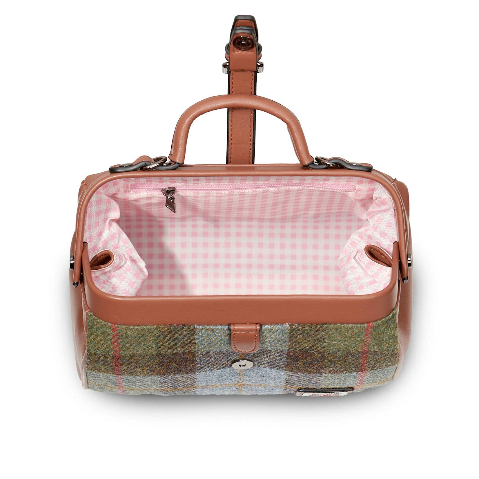 ACCESSORIES ISLANDER MEDIUM DOCTOR BAG w HARRIS TWEED Chestnut & Blue Tartan
