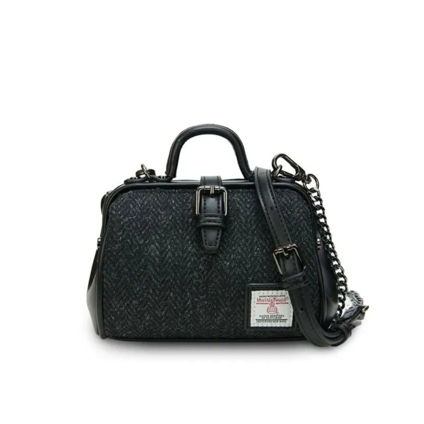 ACCESSORIES ISLANDER MINI DOCTOR BAG w HARRIS TWEED Black Herringbone