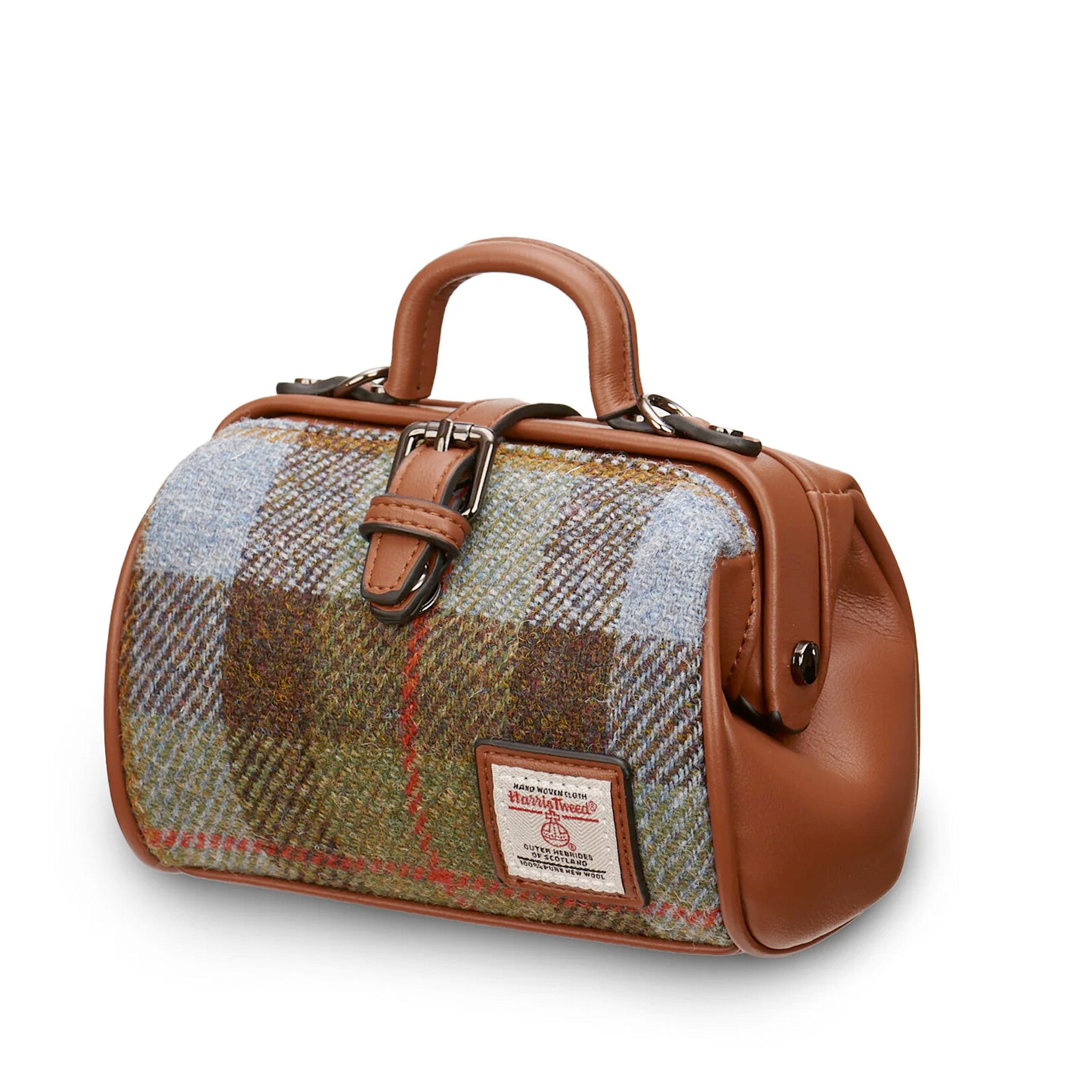 ACCESSORIES ISLANDER MINI DOCTOR BAG w HARRIS TWEED Chestnut & Blue Tartan