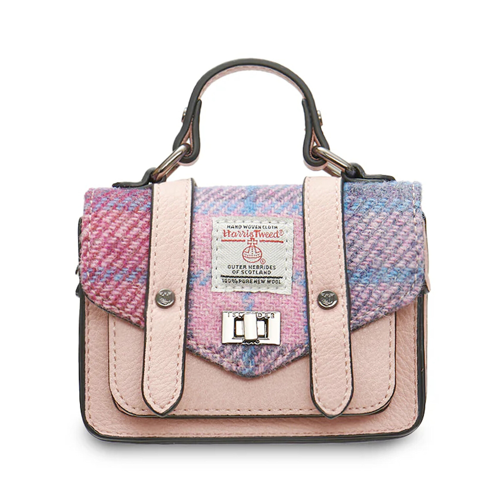 ACCESSORIES ISLANDER WEE SATCHEL w HARRIS TWEED Pink & Blue Tartan