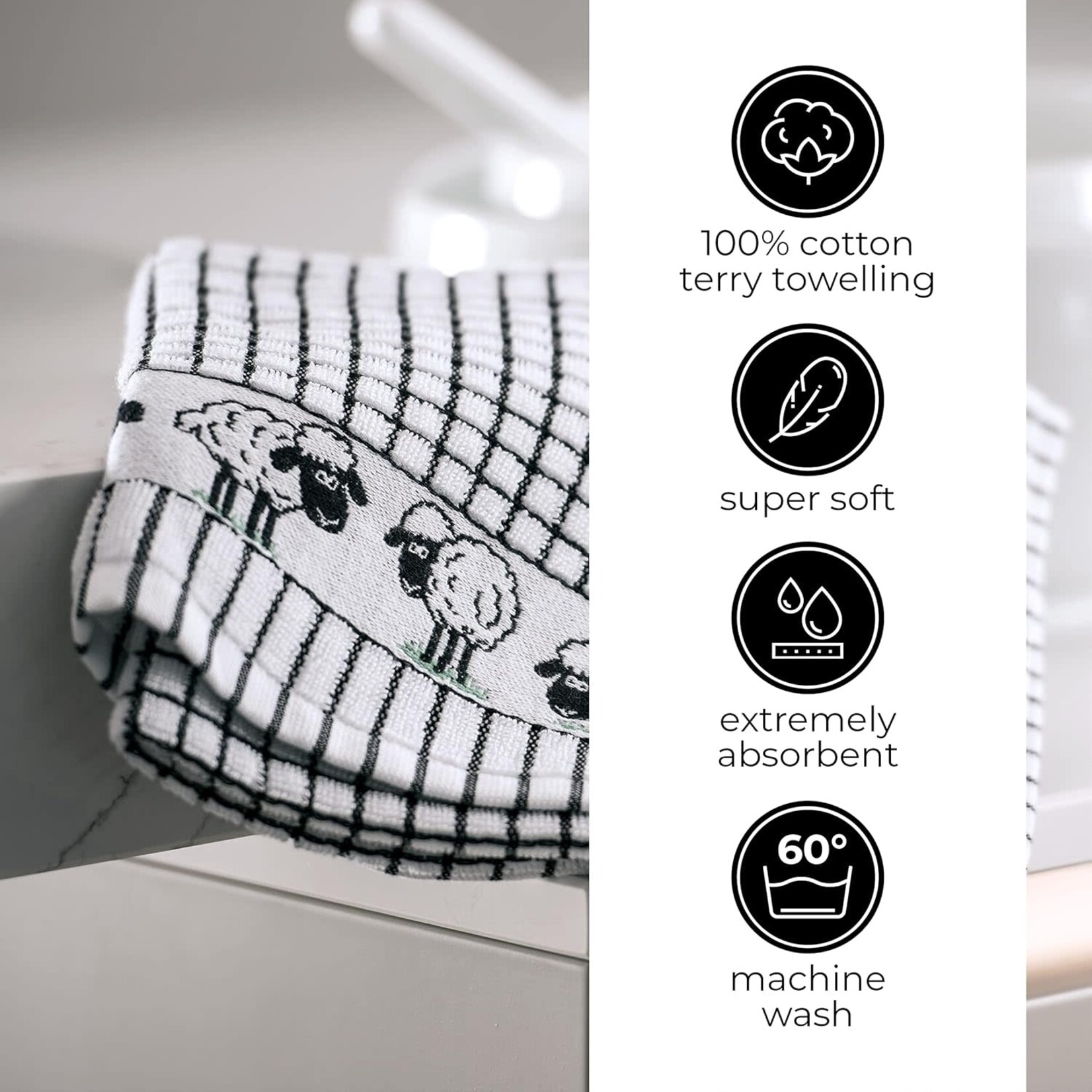 KITCHEN & ACCESSORIES POLI-DRI JACQUARD TOWEL with SHEEP