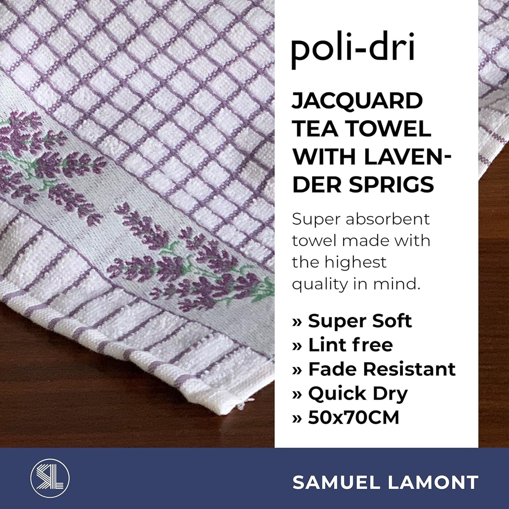 KITCHEN & ACCESSORIES POLI-DRI JACQUARD TOWEL with LAVENDER SPRIG