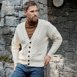 SWEATERS ARAN KNIT V NECK CARIDAN