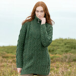 SWEATERS VENTRY TROYER NECK ZIP COAT - Army Nep