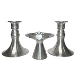 WEDDING ACCESSORIES MULLINGAR PEWTER 3pc CLADDAGH UNITY CANDLE HOLDER SET
