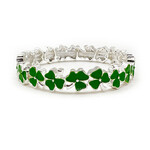 BRACELETS & BANGLES NOVELTY GRN ENAMEL SHAMROCK STRETCH BANGLE