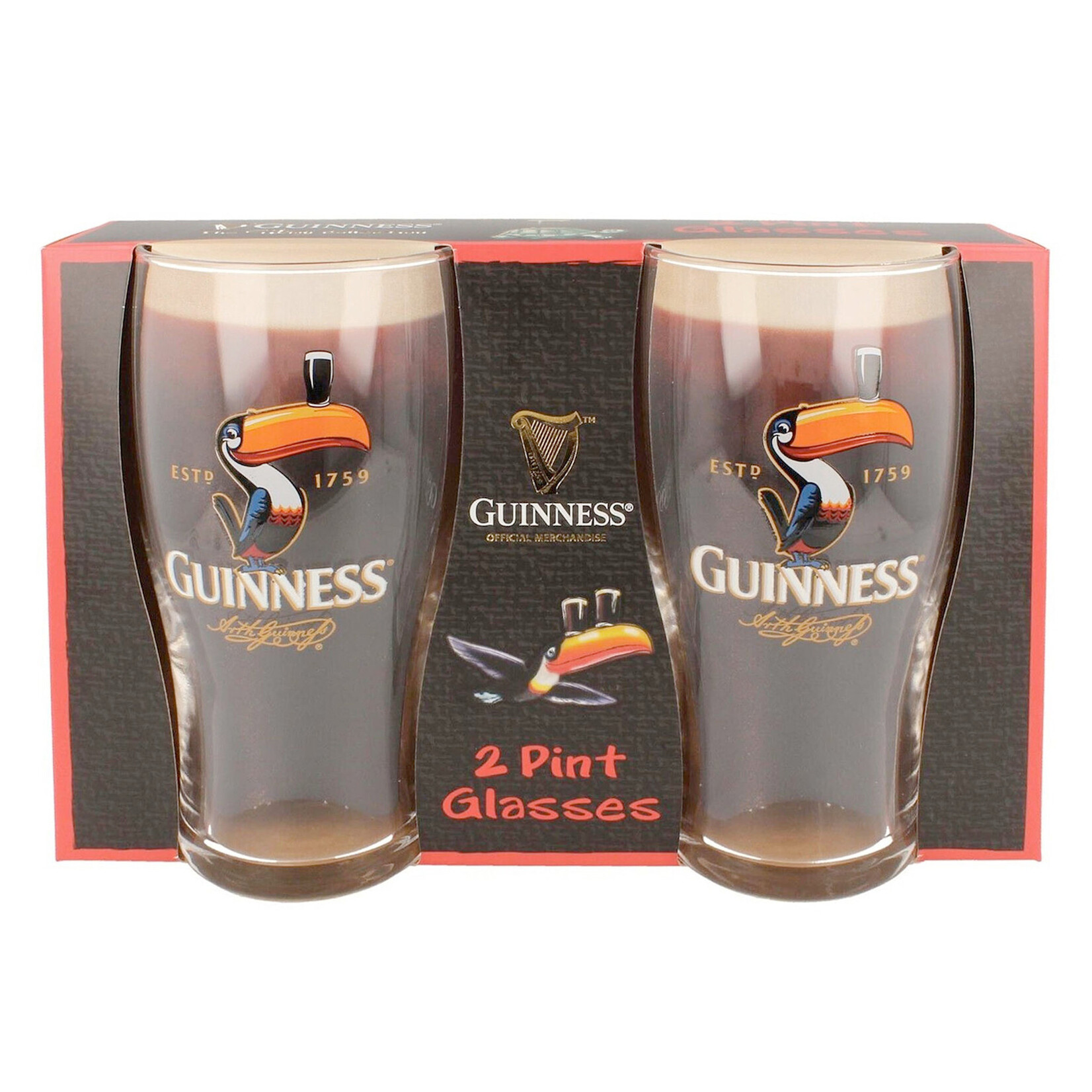 BARWARE GUINNESS TOUCAN PINT GLASSES (2pk)