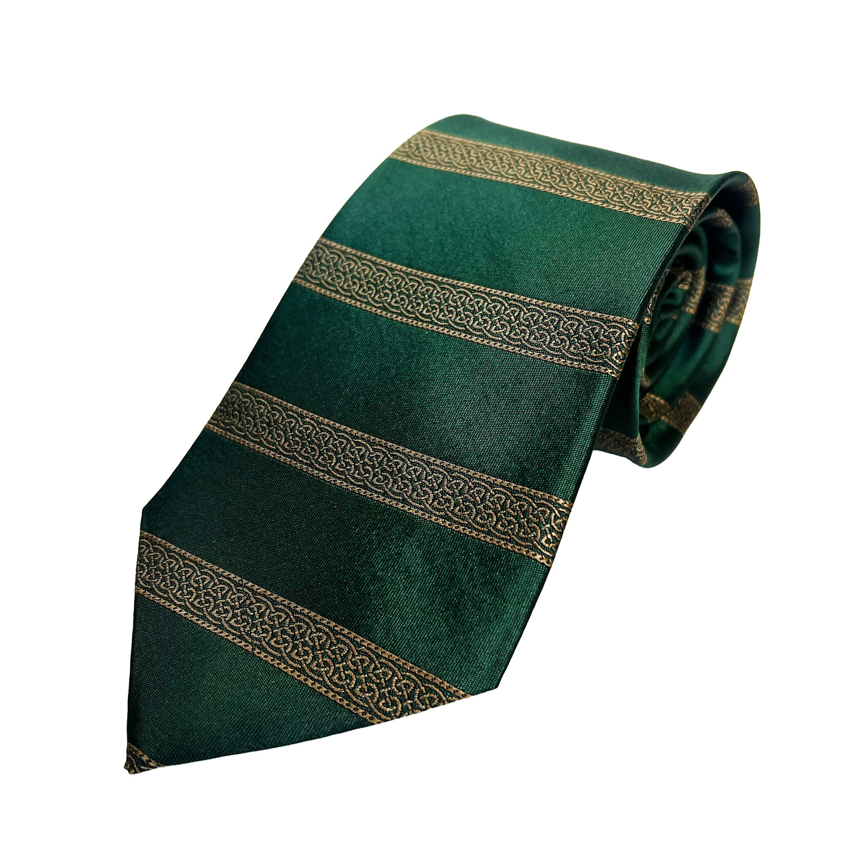 ACCESSORIES PATRICK FRANCIS CELTIC BANDS SILK NECK TIE - Bottle Green & Gold