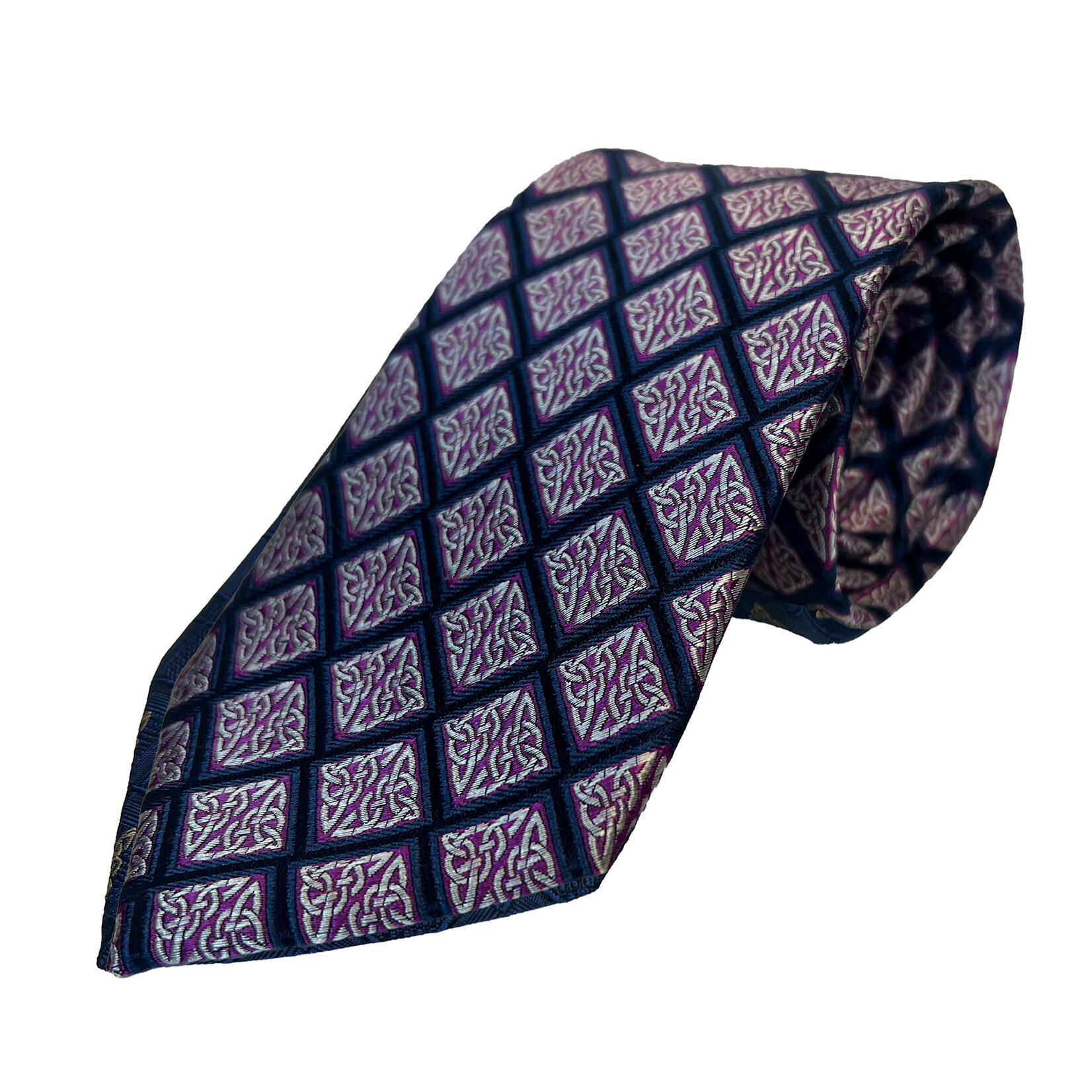 ACCESSORIES BOOK of KELLS SILK NECK TIE - Navy/Purple Diamond Knot