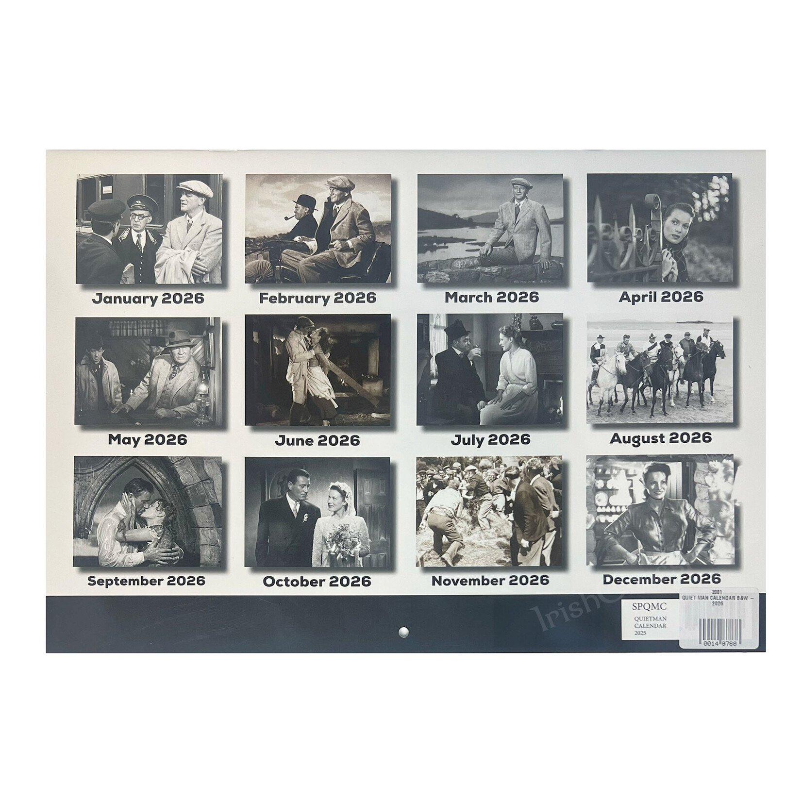 NOVELTY QUIET MAN CALENDAR B&W - 2026