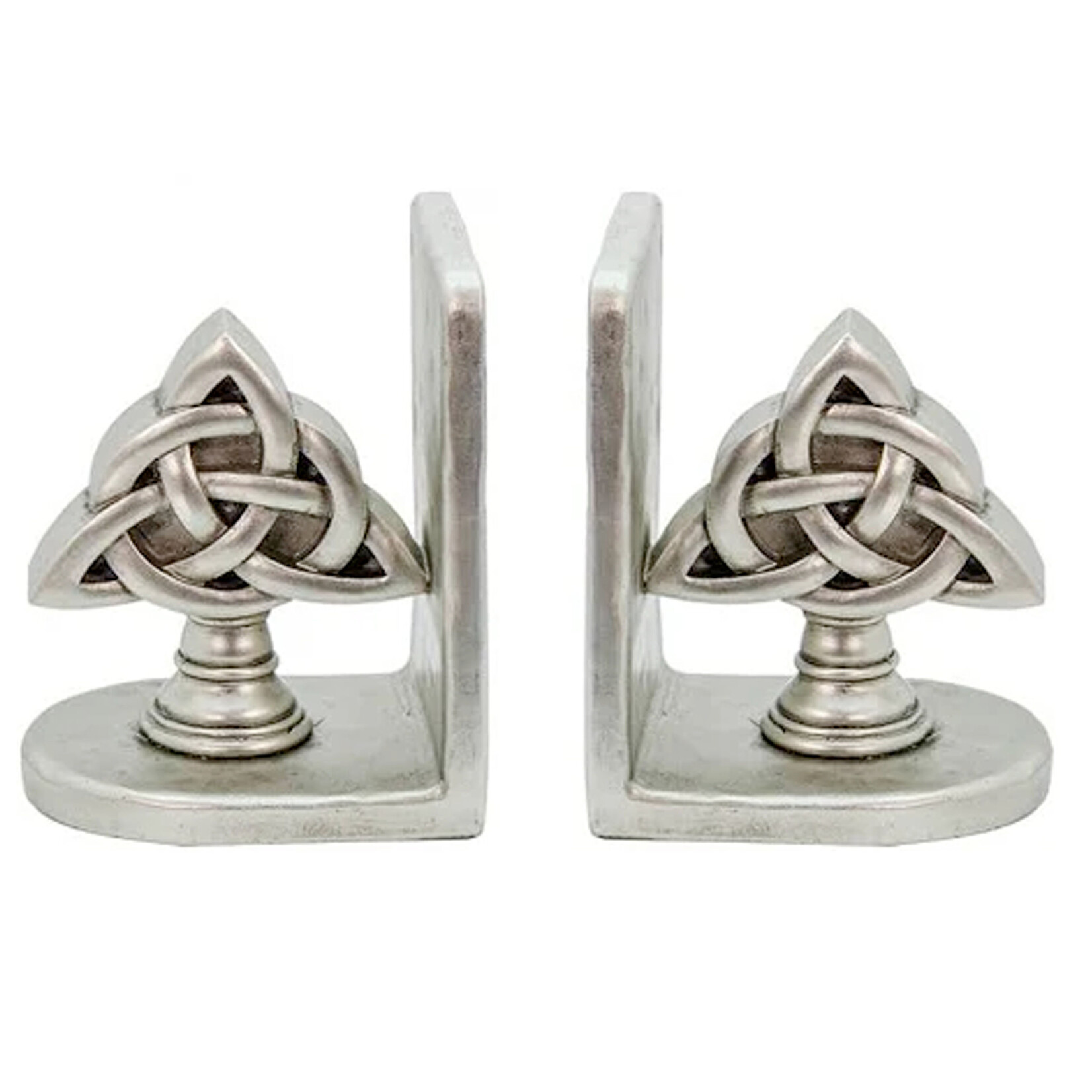 DECOR BRUSHED NICKEL TRINITY KNOT BOOKENDS