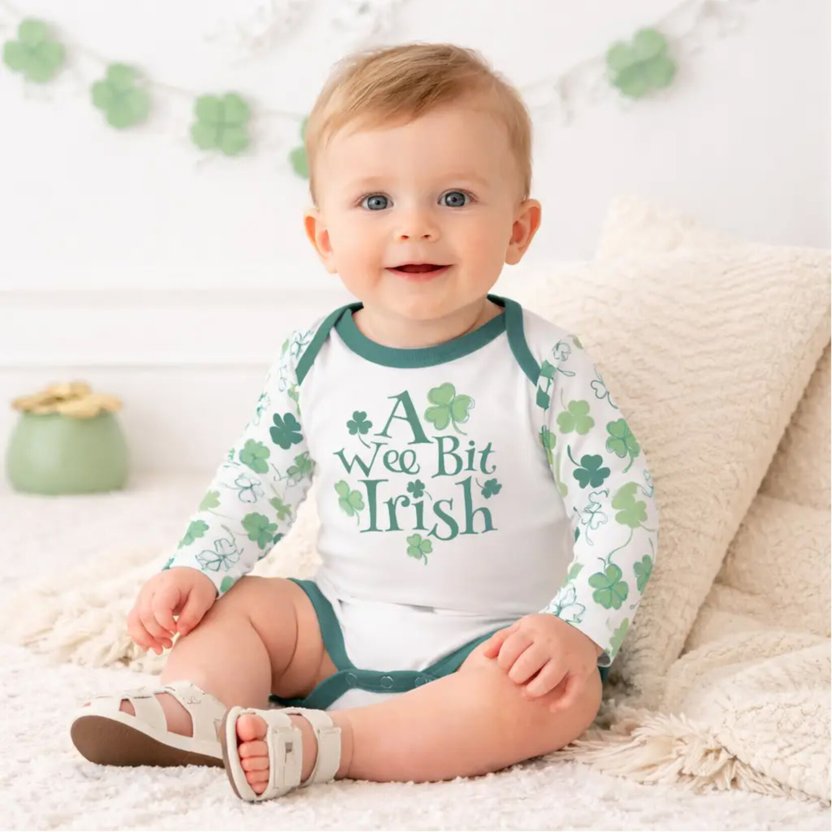 BABY CLOTHES BABY "Wee Bit Irish" SHAMROCK BAMBOO BODYSUIT