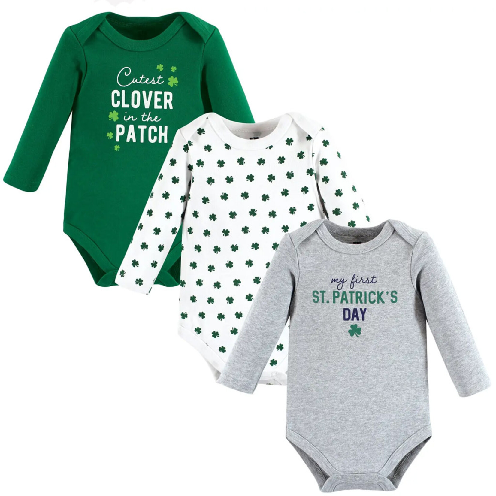 BABY CLOTHES NOVELTY BABY ST PATS LONG SLEEVE BODYSUITS - 3pc