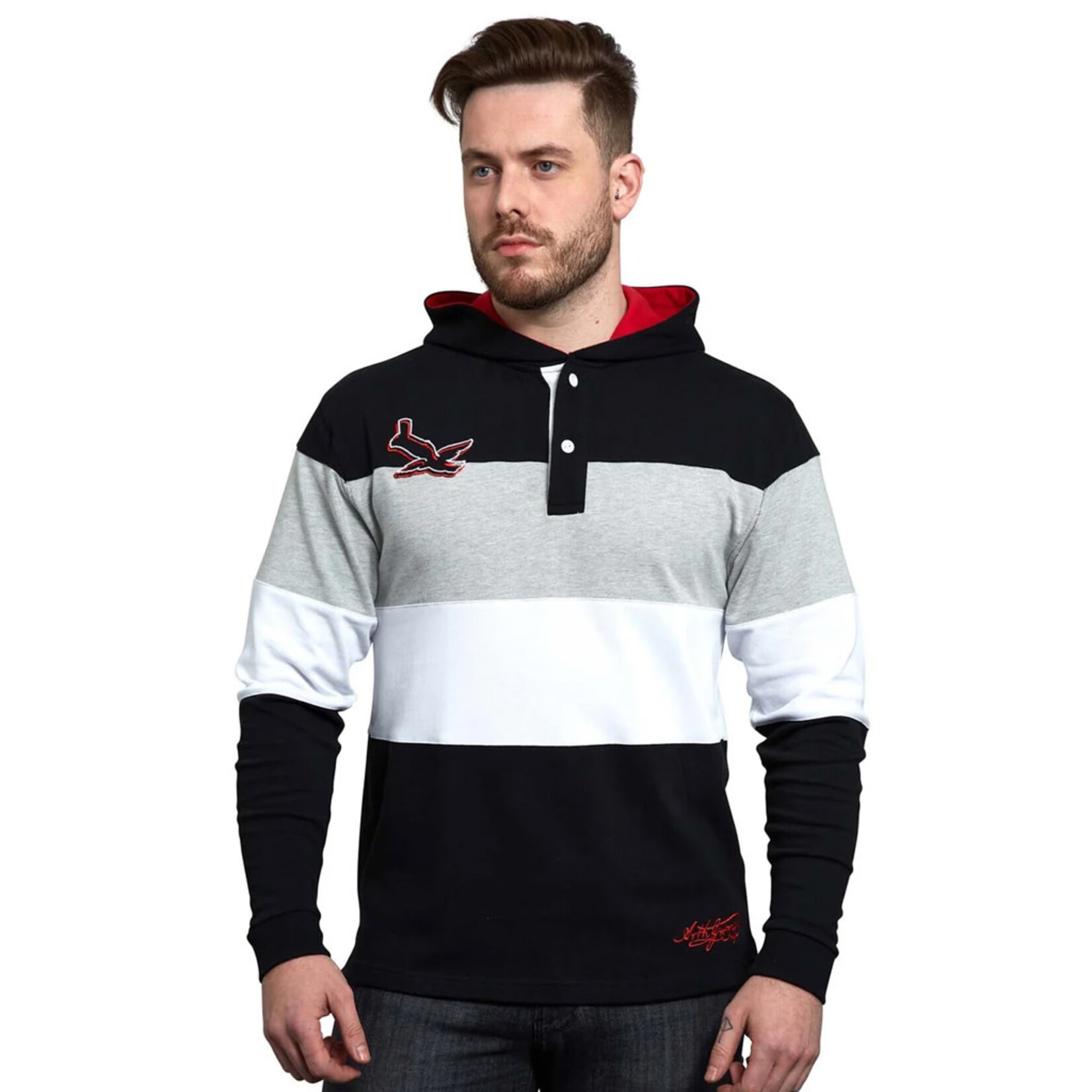 SPORTSWEAR GUINNESS RED & BLACK TOUCAN HOODED RUGBY