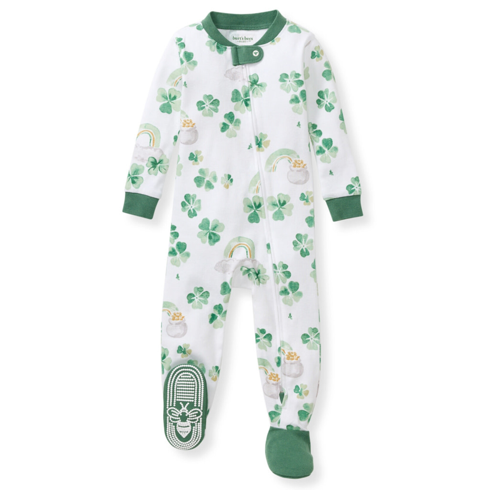 BABY CLOTHES BURT'S BEES TODDLER FOOTIE - Happy Go Lucky Clovers