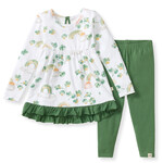 KIDS CLOTHES BURT'S BEES TUNIC/PANTS SET - Lucky Rainbows Clovers