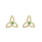 EARRINGS SOLVAR 10K TRINITY POST EARRINGS w GRN STONE