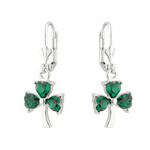 EARRINGS SOLVAR STERLING SHAMROCK DROP EARRING w GRN STONES