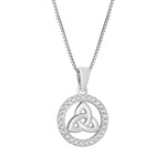 PENDANTS & NECKLACES SOLVAR STERLING TRINITY & CZ ROUND PENDANT