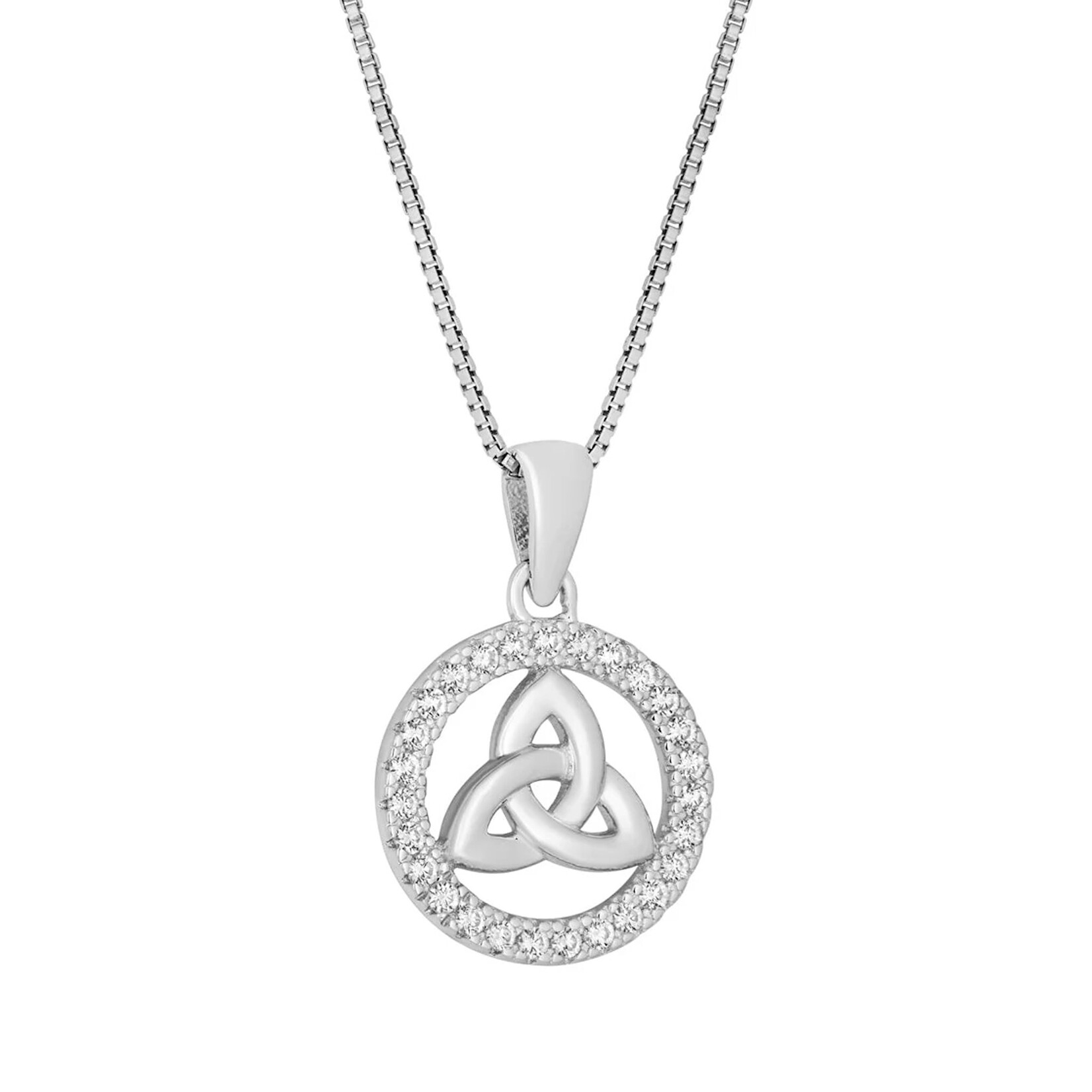 PENDANTS & NECKLACES SOLVAR STERLING TRINITY & CZ ROUND PENDANT