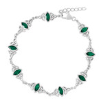 BRACELETS & BANGLES SOLVAR STERLING GRN CZ & TRINITY GEOMETRIC BRACELET