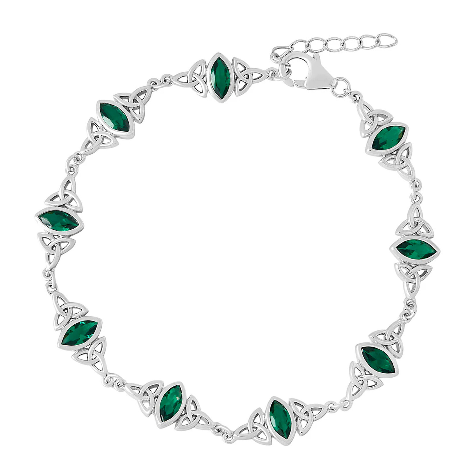 BRACELETS & BANGLES SOLVAR STERLING GRN CZ & TRINITY GEOMETRIC BRACELET