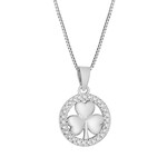 PENDANTS & NECKLACES SOLVAR STERLING SHAMROCK & CZ ROUND PENDANT