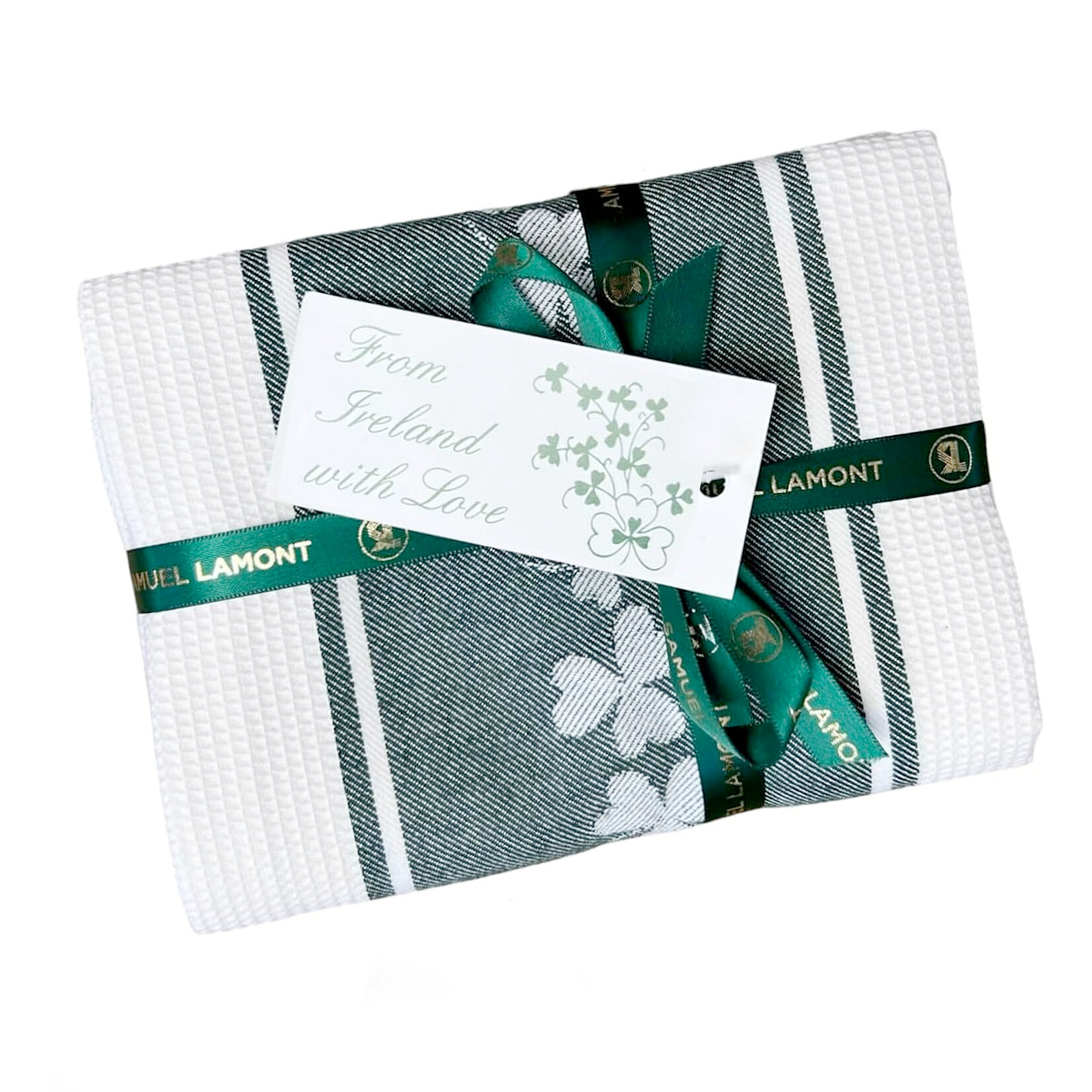 KITCHEN & ACCESSORIES IRELAND SHAMROCK COTTON WAFFLE TEA TOWEL - 2pk