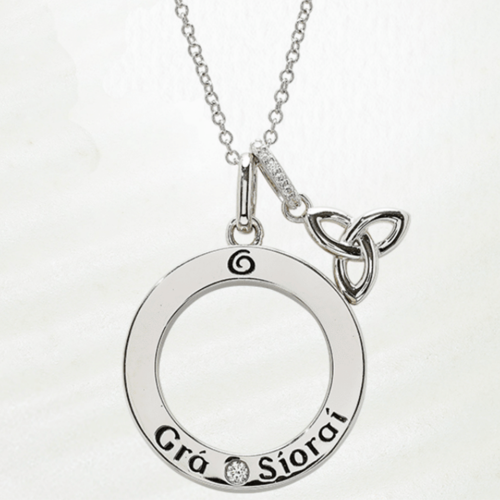 PENDANTS & NECKLACES SHANORE STERLING ROUND  'GRA' TRINITY PENDANT w CZ