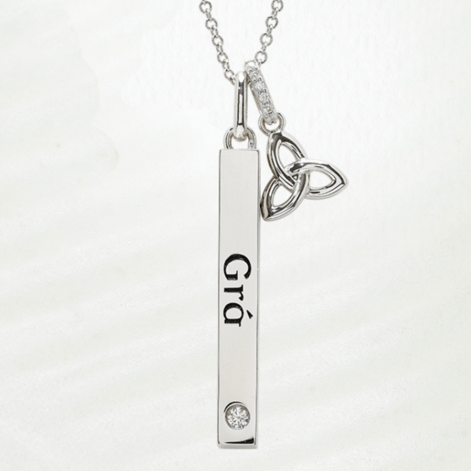 PENDANTS & NECKLACES SHANORE STERLING BAR  'GRA' TRINITY PENDANT w CZ