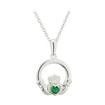 PENDANTS & NECKLACES SOLVAR GRN CRYSTAL CLADDAGH PENDANT