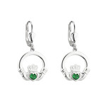 EARRINGS SOLVAR GRN CRYSTAL CLADDAGH DROP EARRINGS