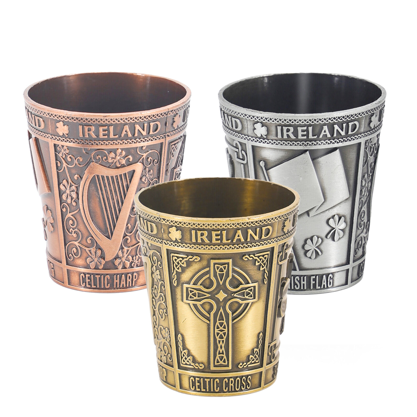 BARWARE NOVELTY METAL SHOT GLASS IRELAND SYMBOLS