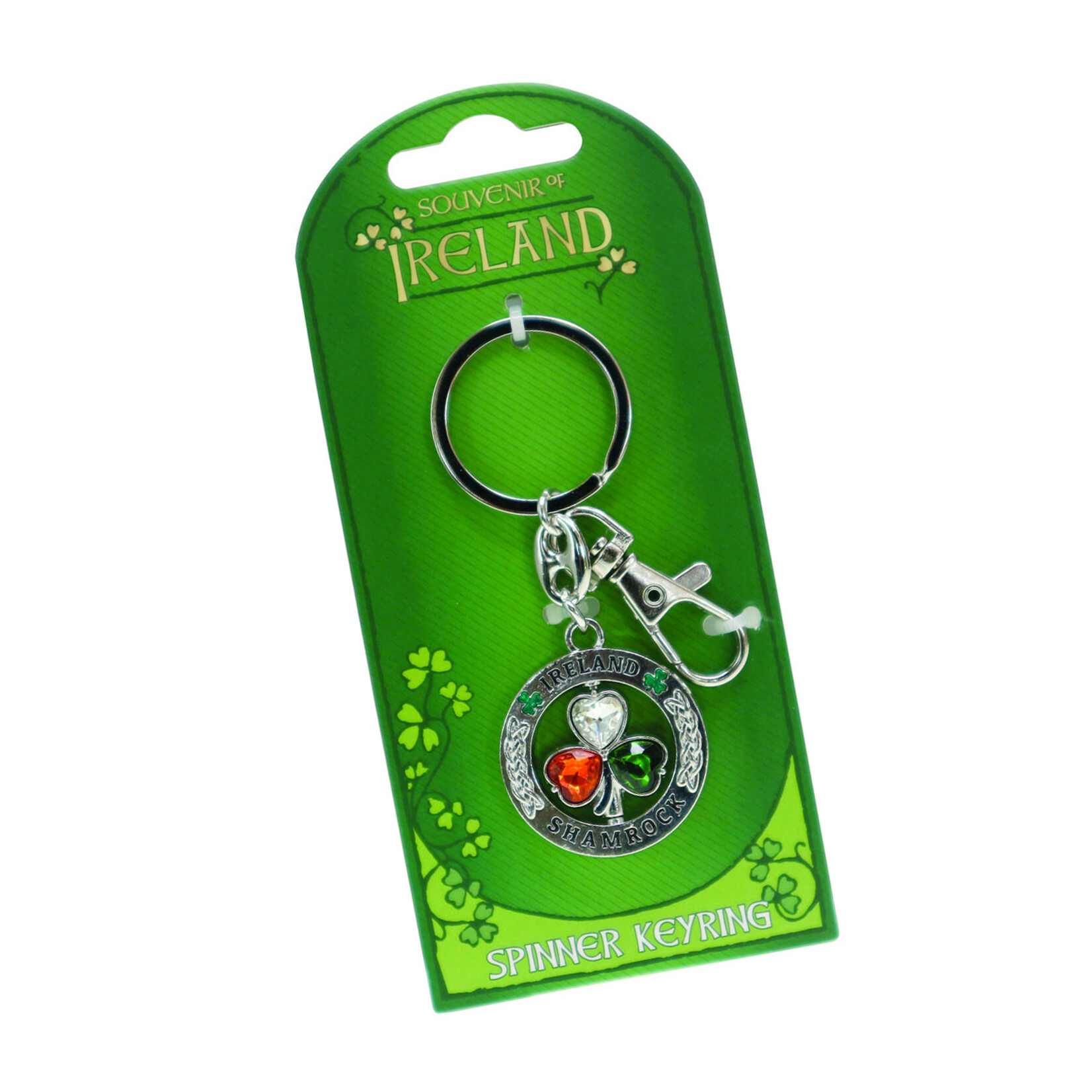 KEYCHAINS/CAR/ETC NOVELTY KEYCHAIN - Spinner Tri-Color Shamrock