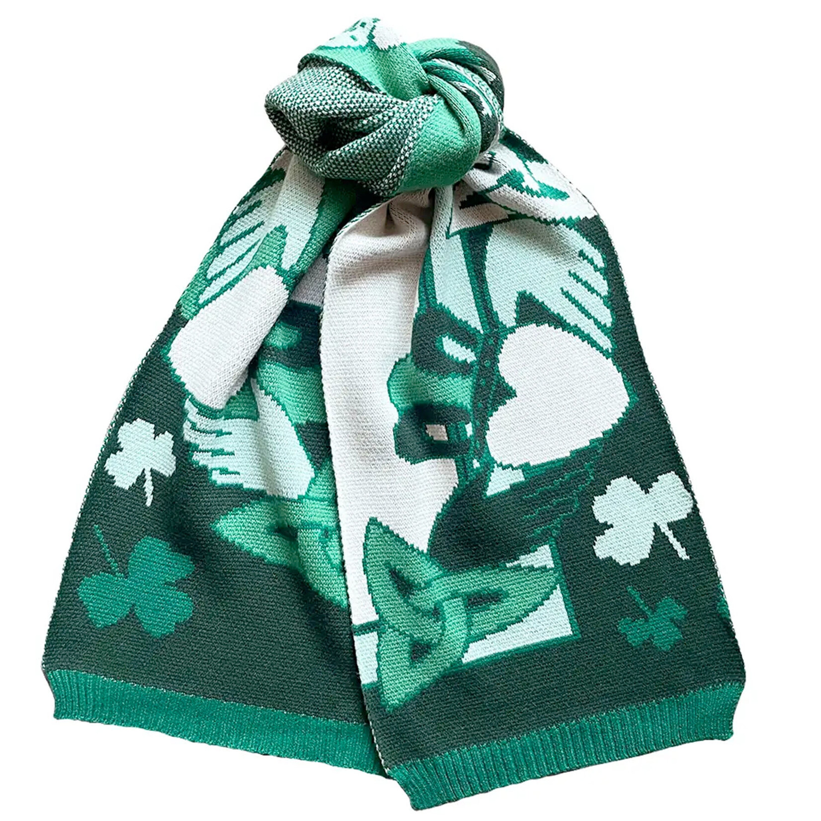 ACCESSORIES PATRICK FRANCIS CLADDAGH KNIT SCARF - Green/Cream
