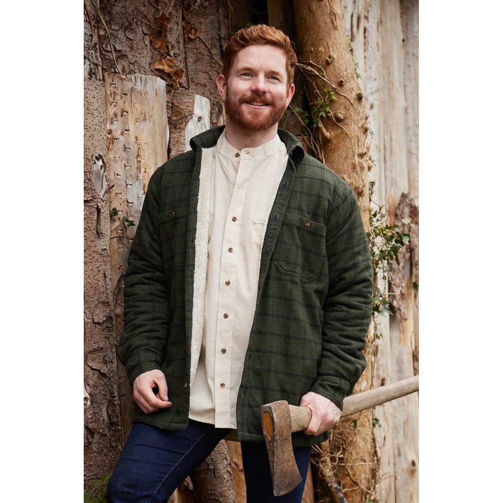 JACKETS FLANNEL FLEECE LINED SHIRT - Forest Grn Blck Chck